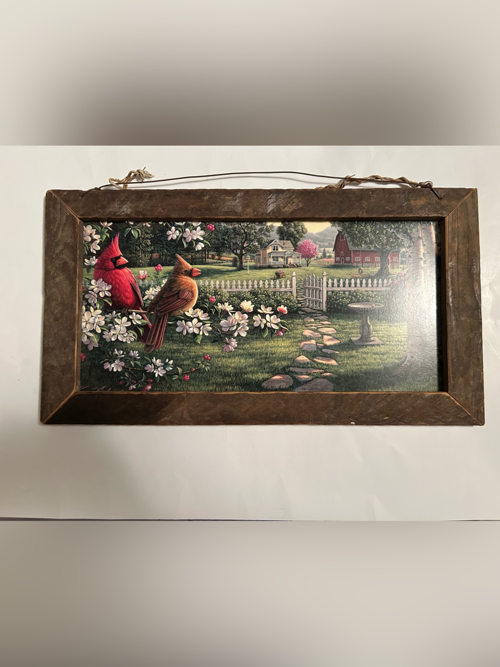 Jan Michaels Primitive Cardinal Garden Wall Art Rustic Wood